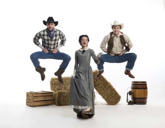 The classic musical Oklahoma! springs to the Studio 58 stage at Langara L to R: Robert Garry Haacke, Alexandra Wever, Owen Bishop